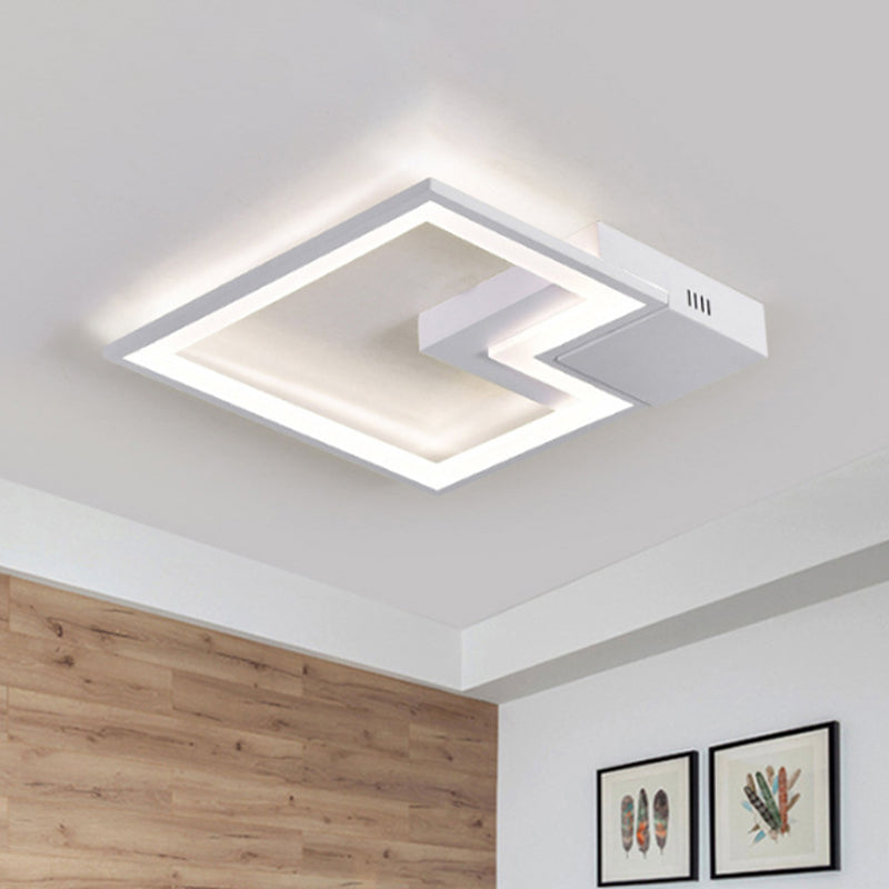 Torch Square Ceiling Lamp Simplicity - Black/White Led Acrylic Flush Mount Light (16/19.5/23.5)