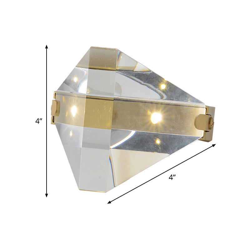 Contemporary Led Crystal Desk Lamp In Brass For Bedroom - Small Diamond Table Lighting