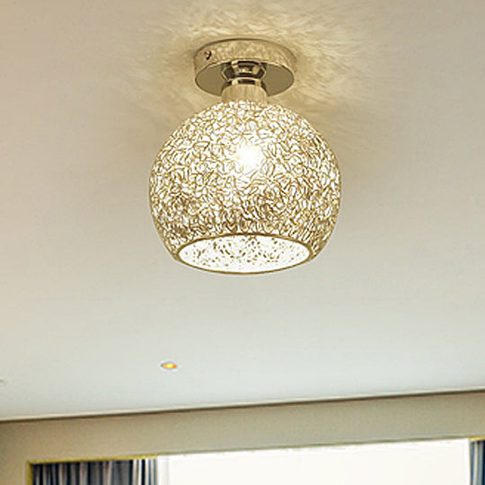 Romantic Chrome Flush Mount Ceiling Light with Crystal Accent for Corridor