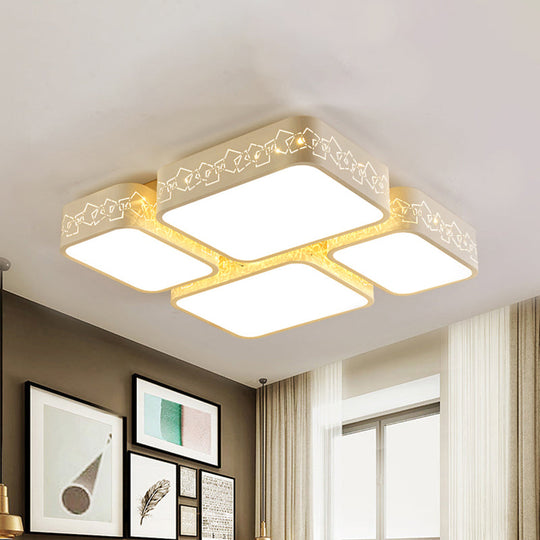 Modern LED Ceiling Flush Mount with White Acrylic Shade - Warm/White Lighting