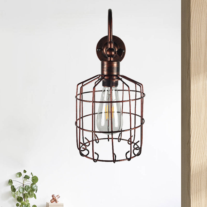 Rustic Stylish Birdcage Iron Wall Sconce Light Fixture - Antique Brass/Weathered Copper Perfect For