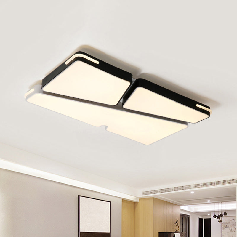 Modern White Flush Mounted LED Ceiling Light - Minimalistic Design, 19.5"/23.5" Width, White/Warm Light