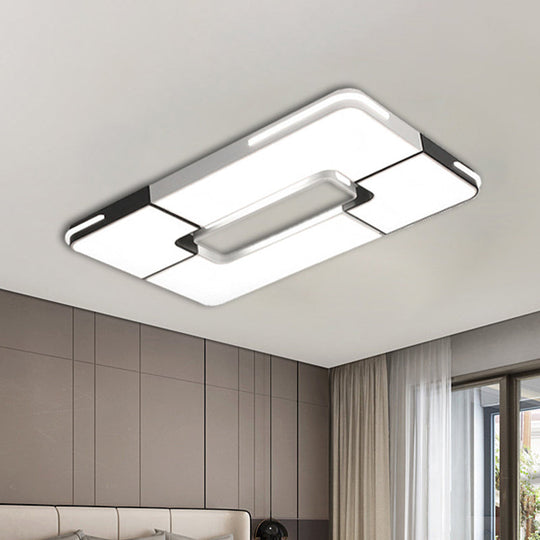 Contemporary White LED Flush Mount Ceiling Light Fixture - 19.5"/35.5" Wide, Acrylic Lamp for Bedroom - Warm/White Light