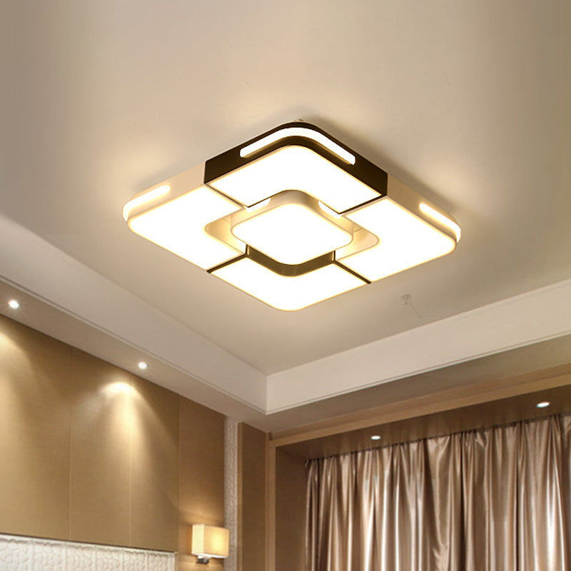 Contemporary White LED Flush Mount Ceiling Light Fixture - 19.5"/35.5" Wide, Acrylic Lamp for Bedroom - Warm/White Light