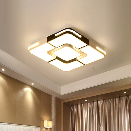 Contemporary White Led Flush Mount Ceiling Light Fixture - 19.5/35.5 Wide Acrylic Lamp For Bedroom