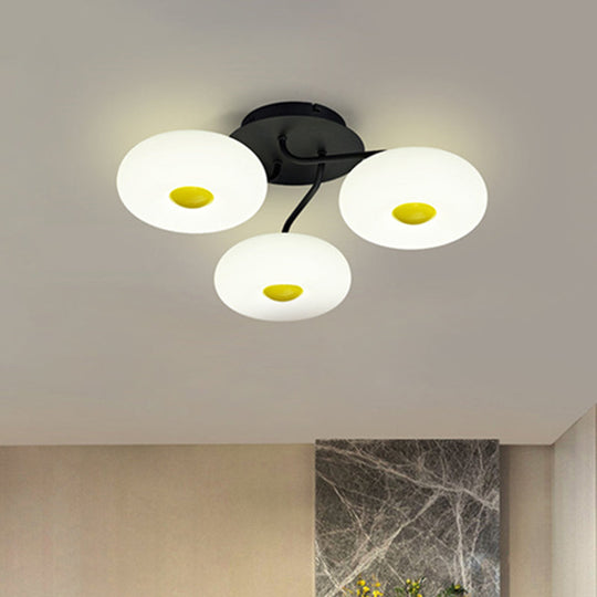 Contemporary White Circular Semi Flush Ceiling Light with 1/3/5 Heads - Acrylic Ceiling Lamp for Living Room