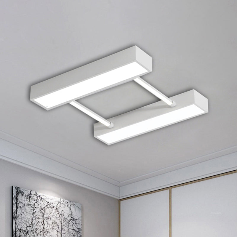 Nordic Metal Flush Mount LED Ceiling Fixture for Bedroom - White/Black, Warm/White Light, Multiple Sizes Available