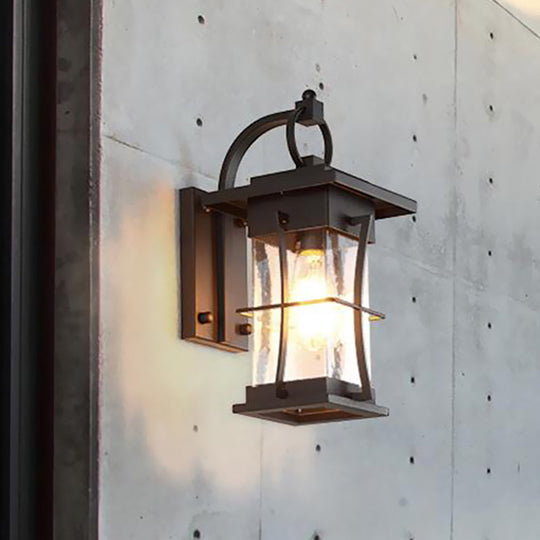 Rustic Clear Glass Wall Light With Textured Shade For Porch Sconce