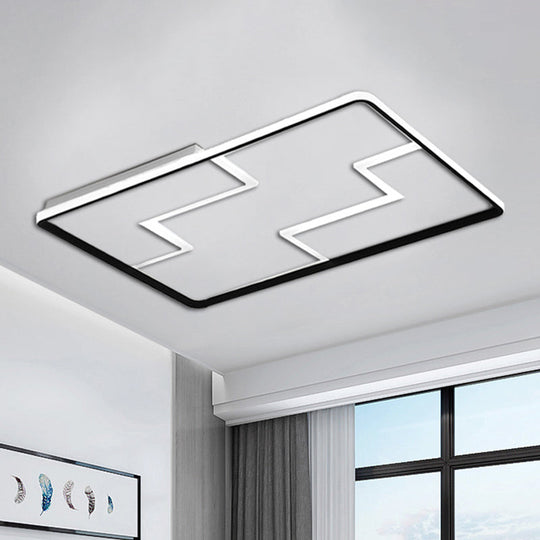 Acrylic Block LED Flush Ceiling Light Fixture - Simplicity Design - 19"/23"/27.5" Wide - White/Black - Warm/White Light