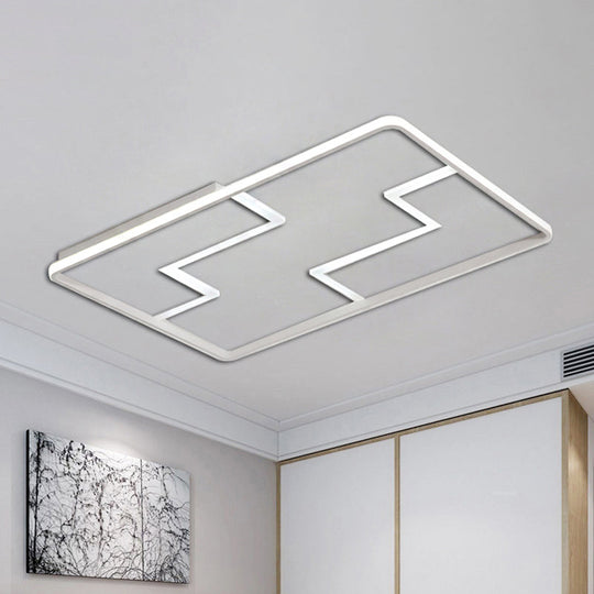 Acrylic Block LED Flush Ceiling Light Fixture - Simplicity Design - 19"/23"/27.5" Wide - White/Black - Warm/White Light