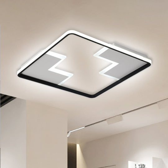 Acrylic Block LED Flush Ceiling Light Fixture - Simplicity Design - 19"/23"/27.5" Wide - White/Black - Warm/White Light