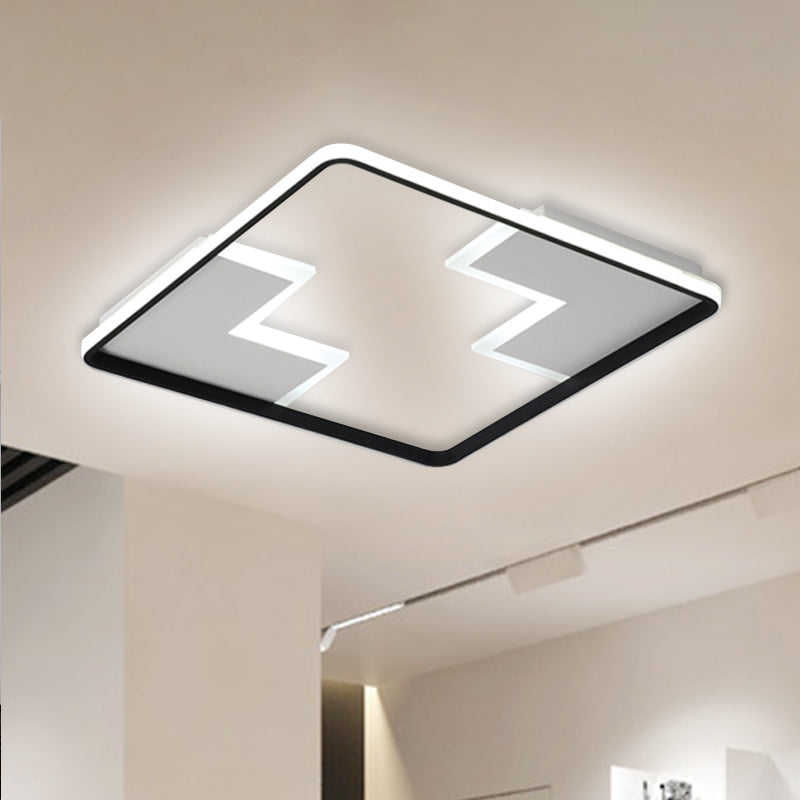 Acrylic Block Led Flush Ceiling Light Fixture - Simplicity Design 19/23/27.5 Wide White/Black