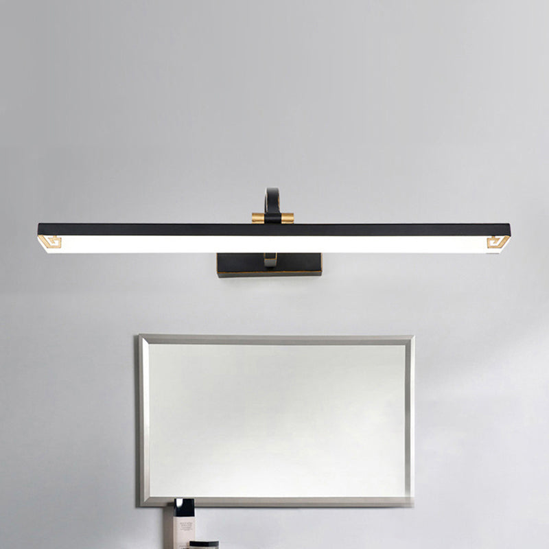 Modernist Style Black Finish Linear Vanity Light: 16/22 Wide Led Acrylic And Metal Wall Lamp For