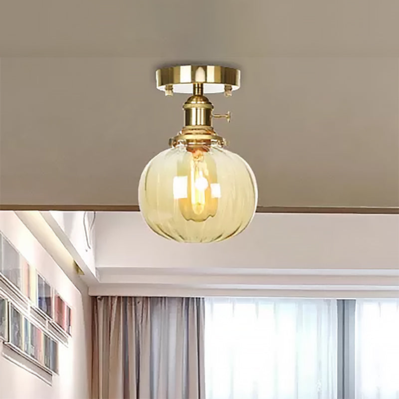 Industrial Orb Shade Ceiling Light with Water Glass - Semi Flush for Living Room