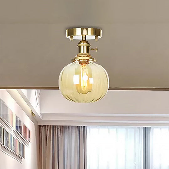 Industrial Orb Shade Ceiling Light with Water Glass - Semi Flush for Living Room