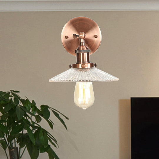 Prismatic Glass Copper Sconce Light: Industrial Wall Lamp Fixture