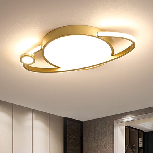 12"/16" Nordic Style LED Gold Flush Mount Ceiling Light with Acrylic Diffuser, Warm/White Light