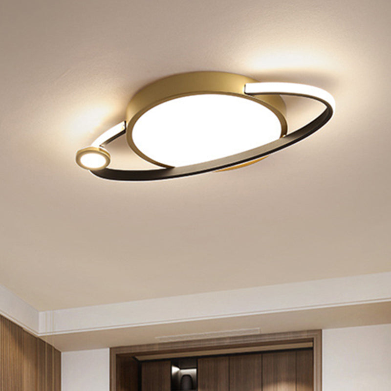 12"/16" Nordic Style LED Gold Flush Mount Ceiling Light with Acrylic Diffuser, Warm/White Light