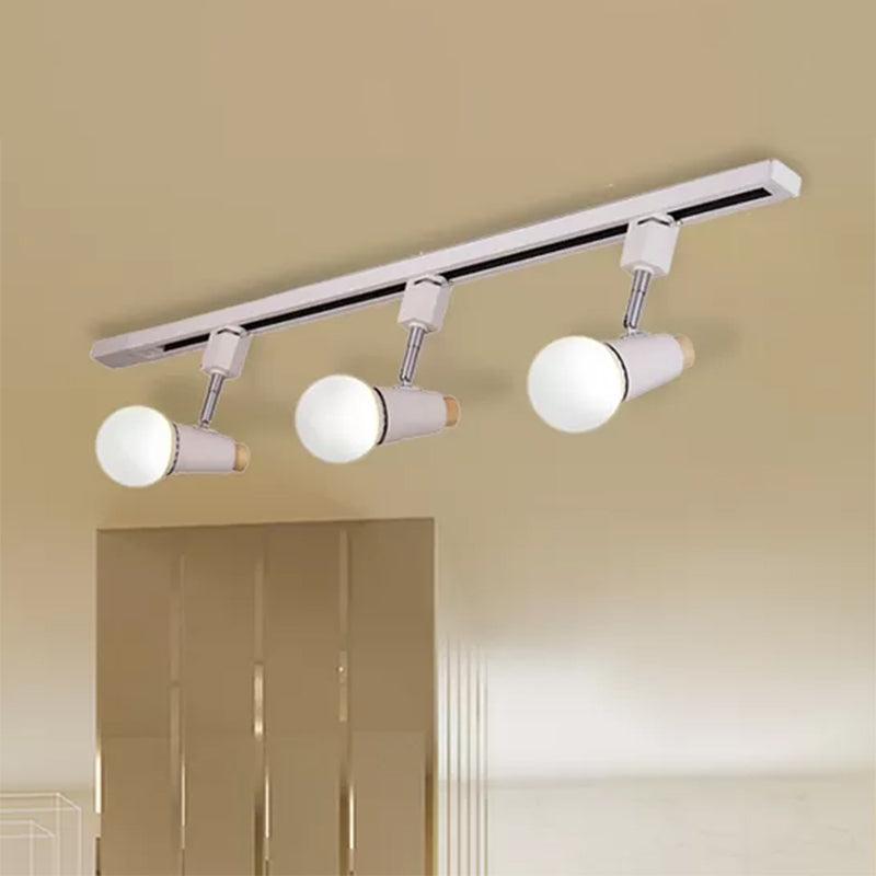 Adjustable Semi Flush Metallic Linear Ceiling Light With Cup Shade - Industrial Style 3/4 Heads