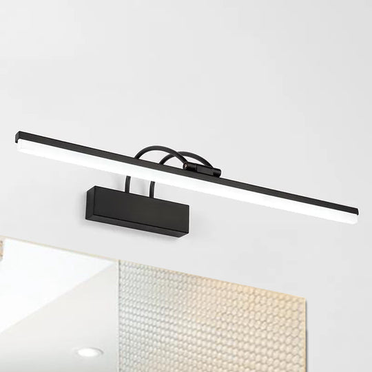 Minimalist Acrylic Vanity Lighting Fixture - 16/20 Modern Led Wall Mount Light In Black For Bathroom