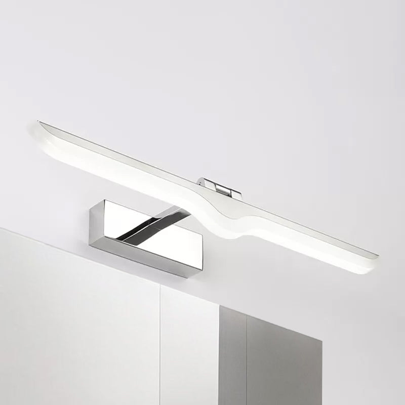 Modern Linear Acrylic Vanity Light Fixture - Led Nickel Finish Wall Sconce Lamp In Warm/White