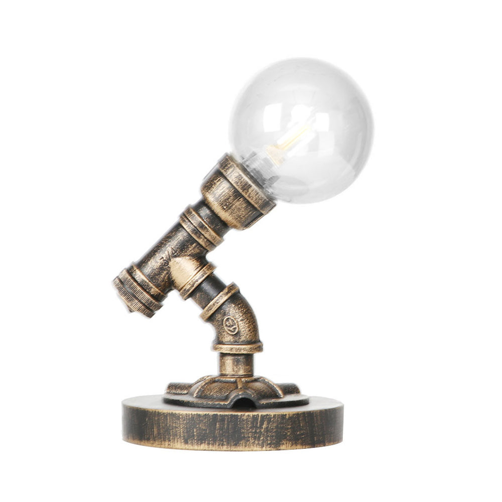 Vintage Style 1-Light Desk Lamp With Clear/Amber Glass Shade And Antique Bronze Globe Base - Perfect