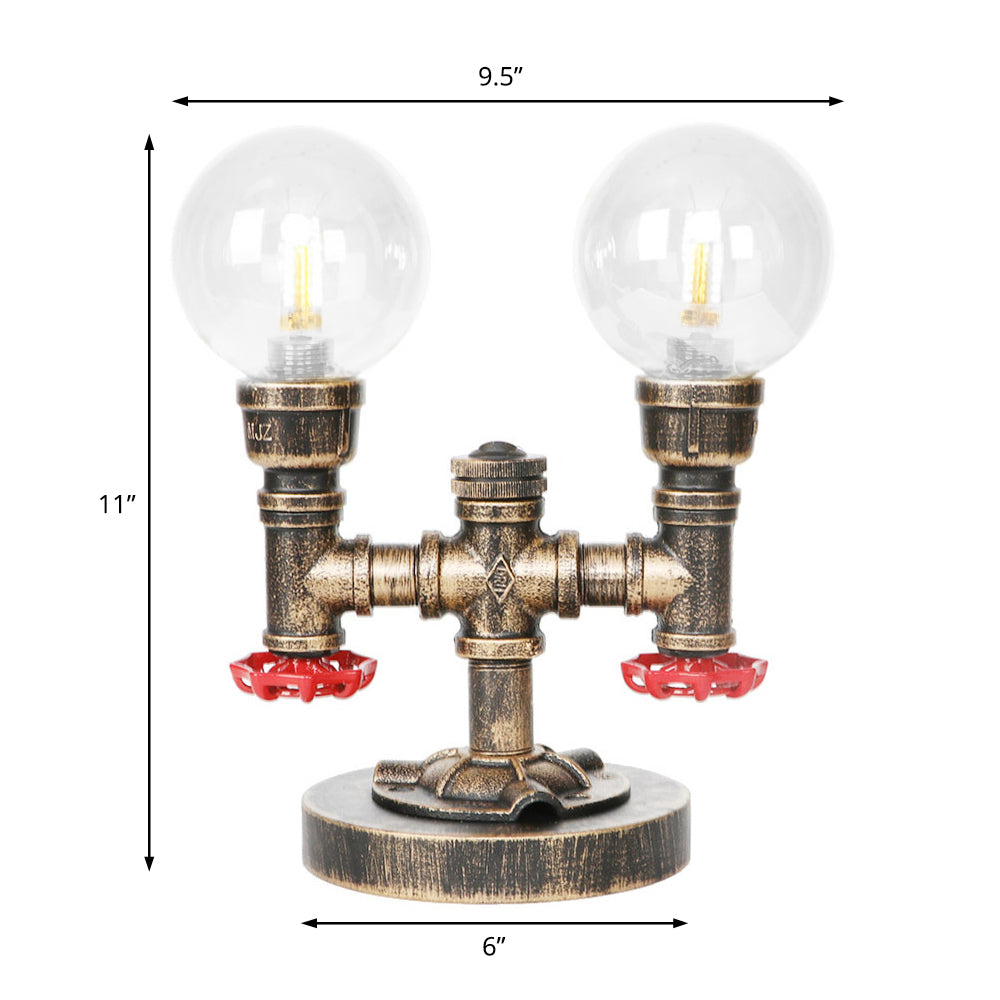 Industrial Task Lighting - Clear/Amber Glass Desk Lamp With Antique Bronze Base