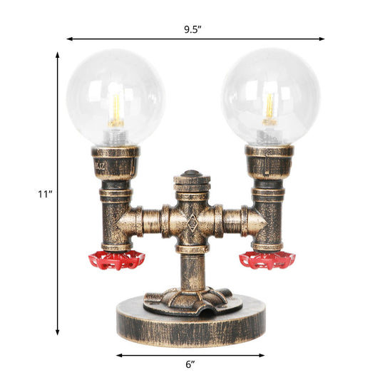 Industrial Task Lighting - Clear/Amber Glass Desk Lamp With Antique Bronze Base