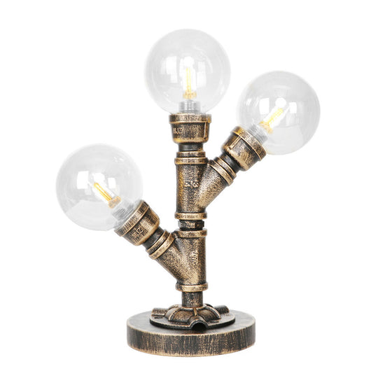 Industrial Task Lighting - Clear/Amber Glass Desk Lamp With Antique Bronze Base