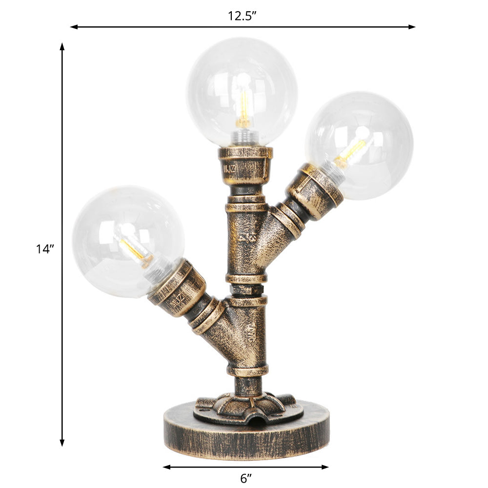 Industrial Task Lighting - Clear/Amber Glass Desk Lamp With Antique Bronze Base