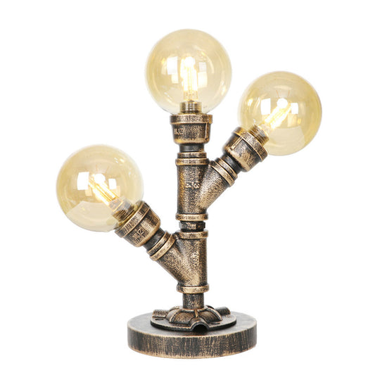 Industrial Task Lighting - Clear/Amber Glass Desk Lamp With Antique Bronze Base