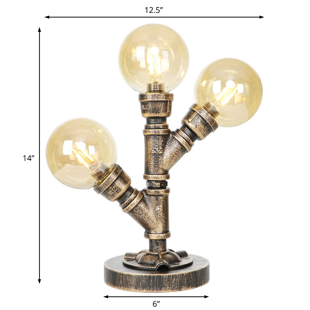 Industrial Task Lighting - Clear/Amber Glass Desk Lamp With Antique Bronze Base