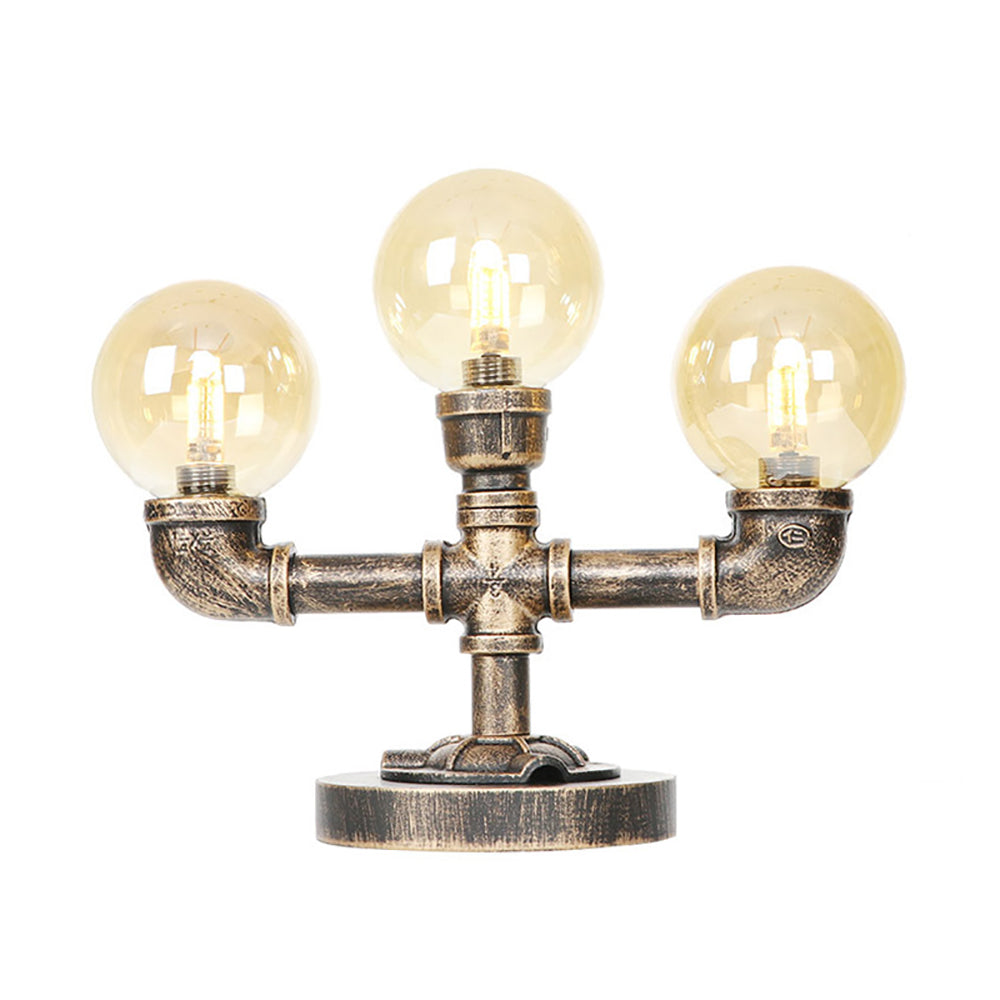 Industrial Task Lighting - Clear/Amber Glass Desk Lamp With Antique Bronze Base