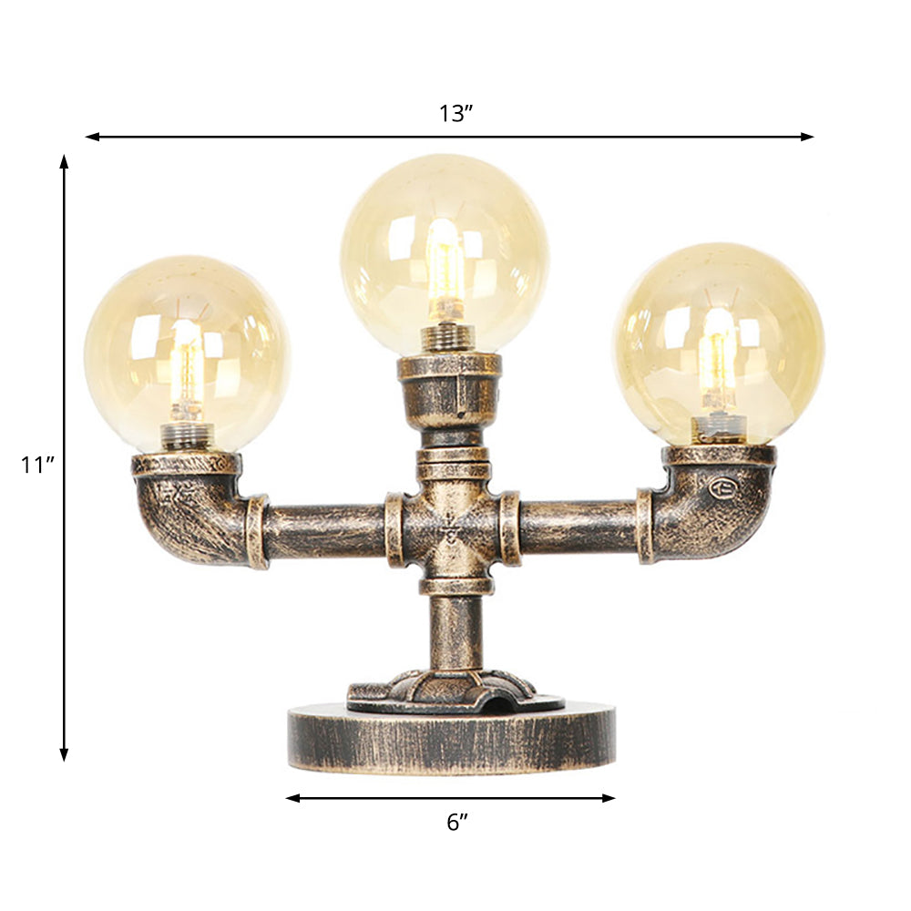 Industrial Task Lighting - Clear/Amber Glass Desk Lamp With Antique Bronze Base