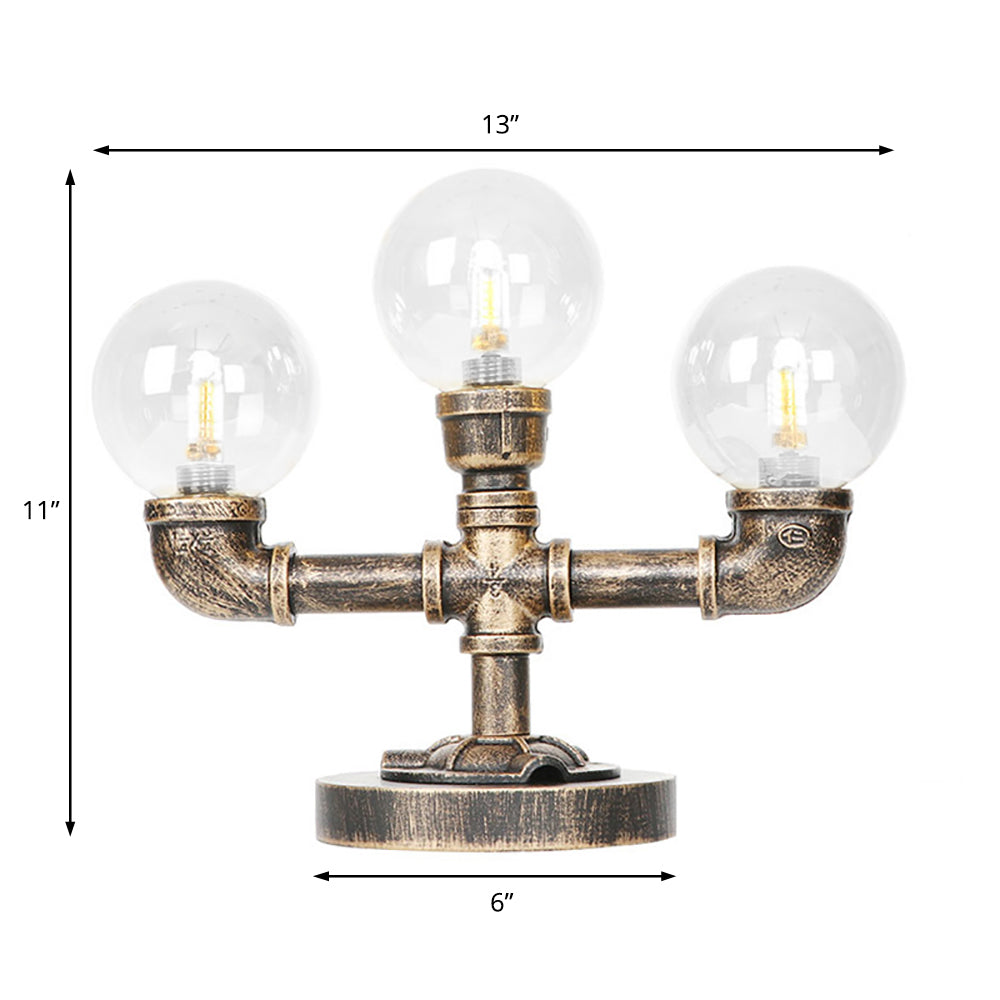 Industrial Task Lighting - Clear/Amber Glass Desk Lamp With Antique Bronze Base