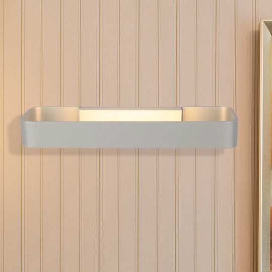 Minimalist Led Wall Sconce: Rectangular Aluminum Fixture 12/16 Diameter Black/White