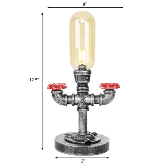 Industrial Style 1/3-Light Glass Table Lamp With Base - Capsule Shade Clear/Amber Finish For Living