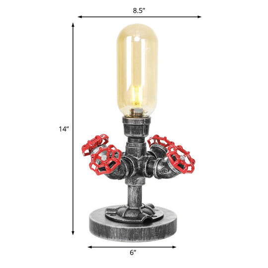 Industrial Style 1/3-Light Glass Table Lamp With Base - Capsule Shade Clear/Amber Finish For Living