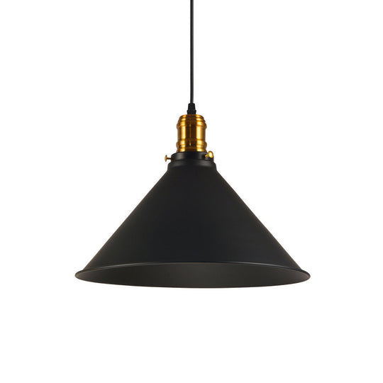 Industrial Tapered Pendant Light - 8.5"/10"/12" Wide, 1-Light Metal Hanging Lamp in Black for Restaurants