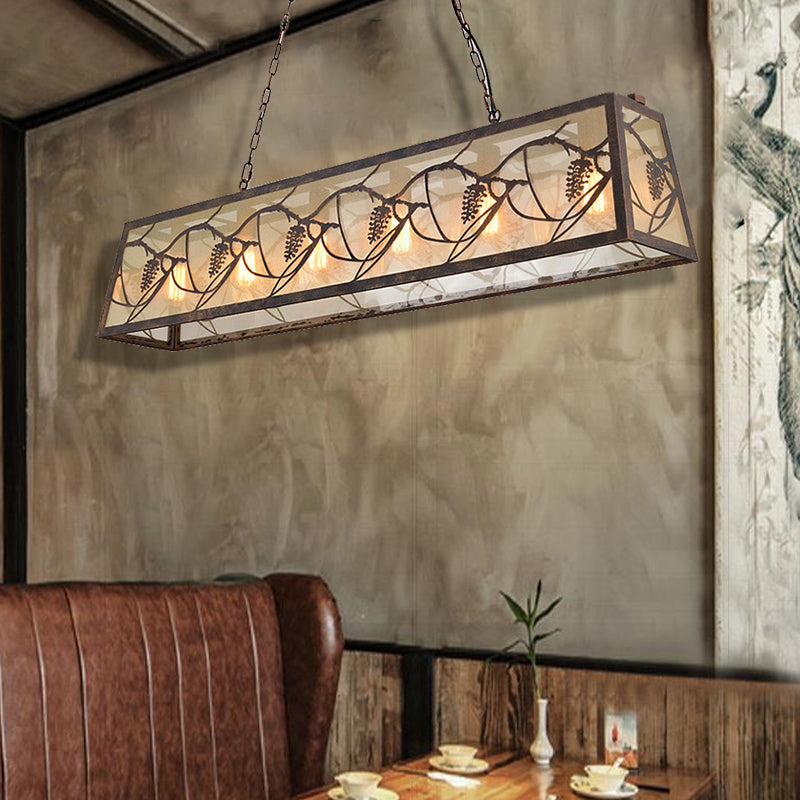 Industrial Metal Pendant Lighting 3/6-Light Bronze Island Fixture With Fabric Shade