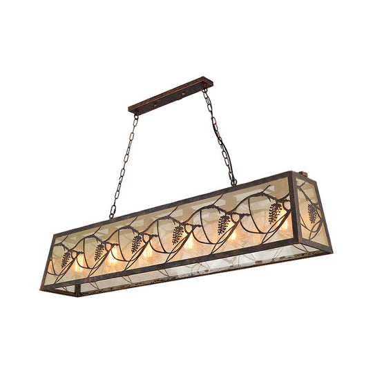 Industrial Metal Pendant Lighting 3/6-Light Bronze Island Fixture With Fabric Shade