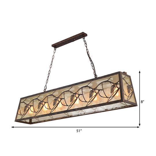 Industrial Metal Pendant Lighting 3/6-Light Bronze Island Fixture With Fabric Shade