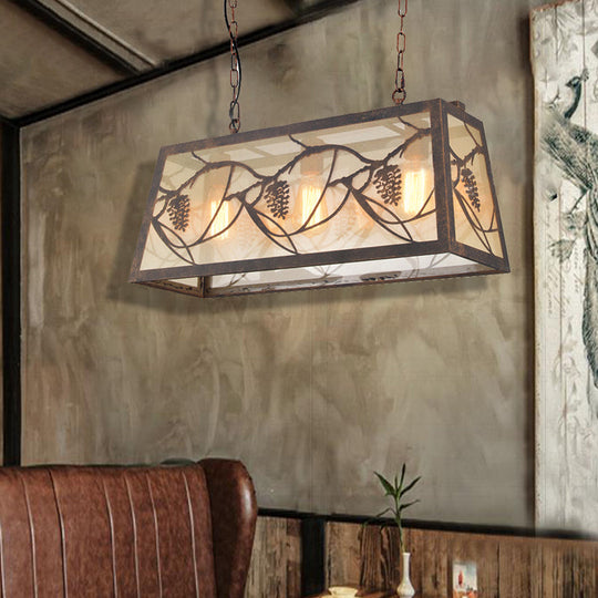 Industrial Metal Pendant Lighting 3/6-Light Bronze Island Fixture With Fabric Shade 3 /