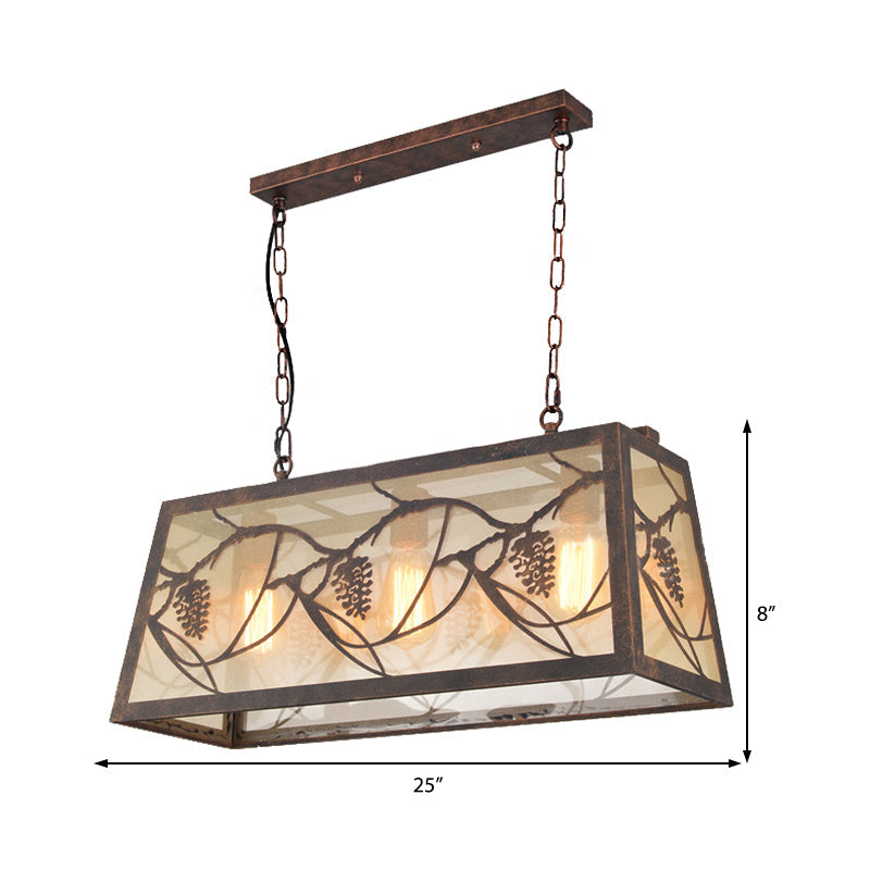 Industrial Metal Pendant Lighting 3/6-Light Bronze Island Fixture With Fabric Shade