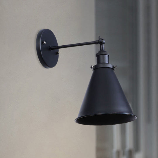 Outdoor Farmhouse Style Wrought Iron Wall Lamp: Black/Rust 1 Head Adjustable Sconce Light