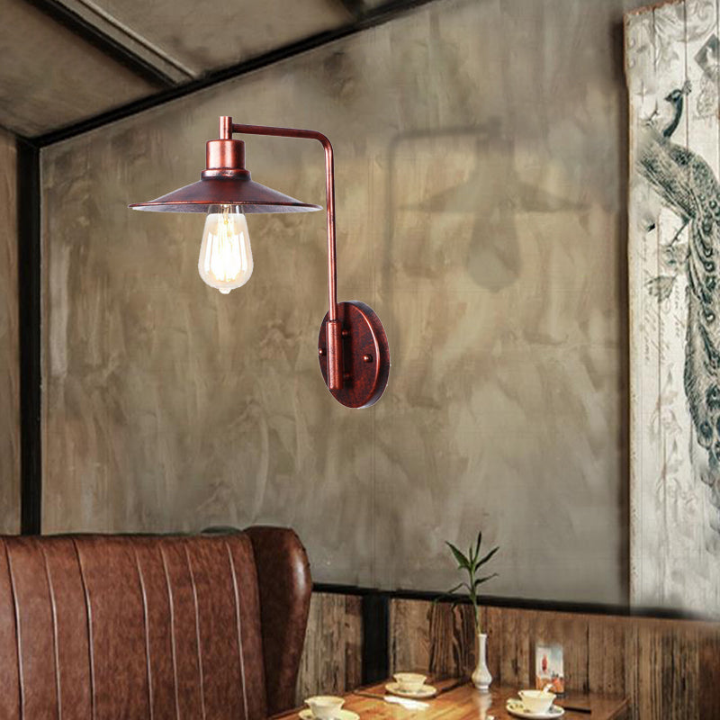 Copper Industrial Wall Sconce With Cone/Dome/Wide Flare Shade - Stylish Dining Room Light Fixture