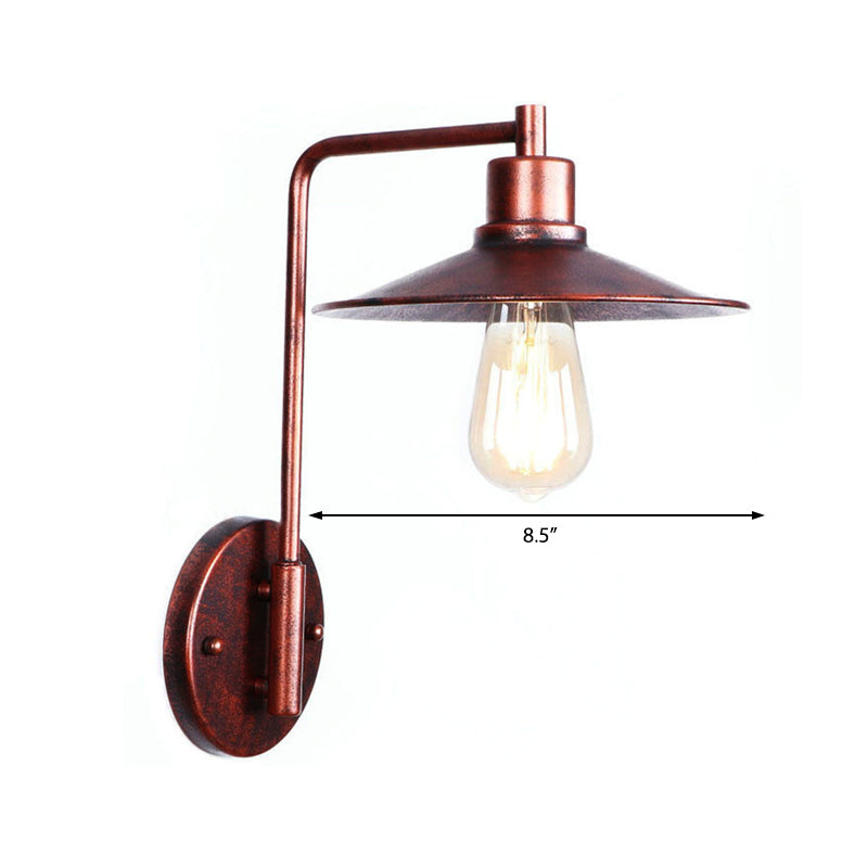 Copper Industrial Wall Sconce With Cone/Dome/Wide Flare Shade - Stylish Dining Room Light Fixture