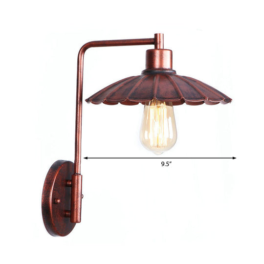 Copper Industrial Wall Sconce With Cone/Dome/Wide Flare Shade - Stylish Dining Room Light Fixture