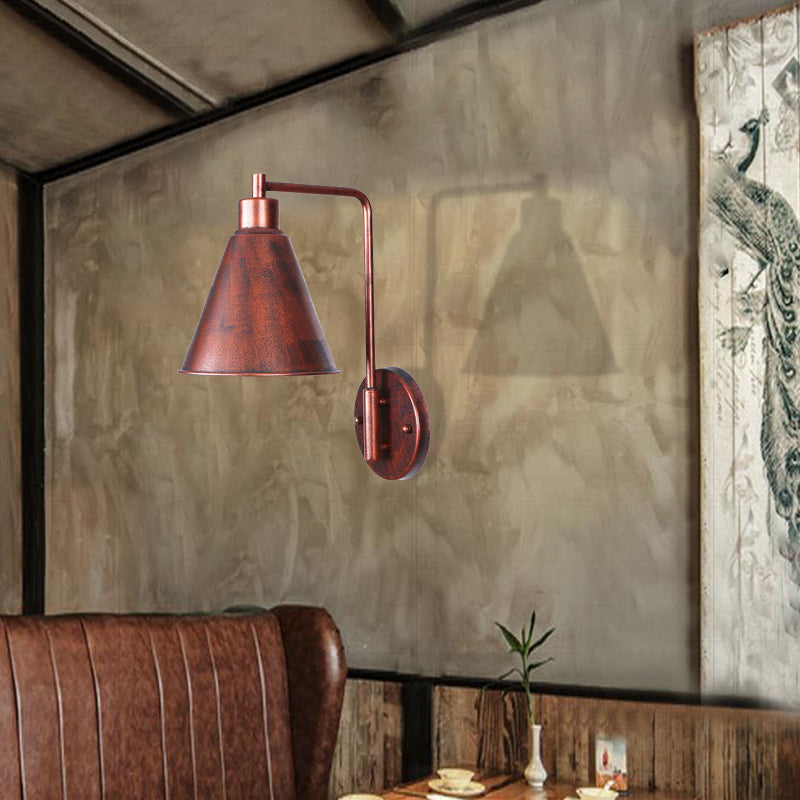 Copper Industrial Wall Sconce With Cone/Dome/Wide Flare Shade - Stylish Dining Room Light Fixture