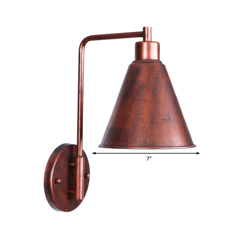 Copper Industrial Wall Sconce With Cone/Dome/Wide Flare Shade - Stylish Dining Room Light Fixture